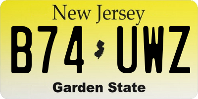 NJ license plate B74UWZ