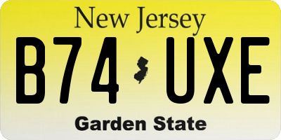 NJ license plate B74UXE