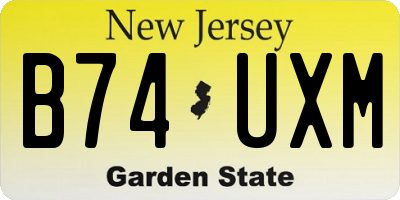 NJ license plate B74UXM