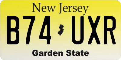 NJ license plate B74UXR