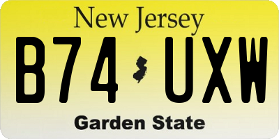 NJ license plate B74UXW