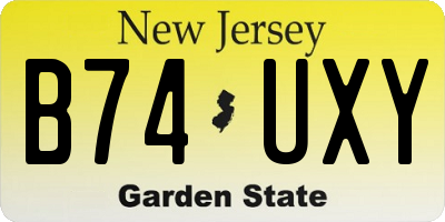 NJ license plate B74UXY
