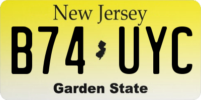 NJ license plate B74UYC
