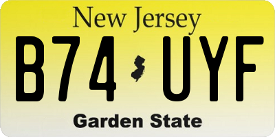 NJ license plate B74UYF