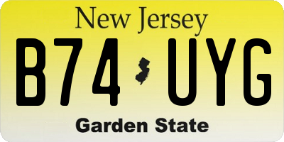 NJ license plate B74UYG