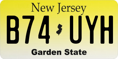 NJ license plate B74UYH