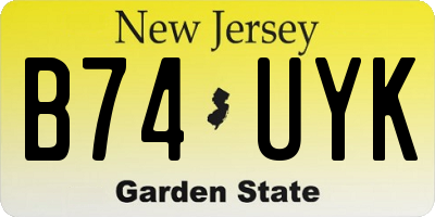 NJ license plate B74UYK