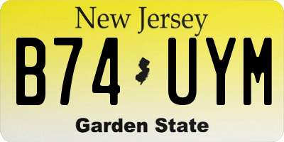 NJ license plate B74UYM