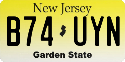 NJ license plate B74UYN