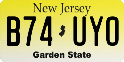 NJ license plate B74UYO