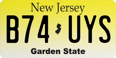 NJ license plate B74UYS