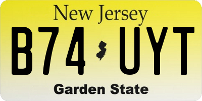 NJ license plate B74UYT