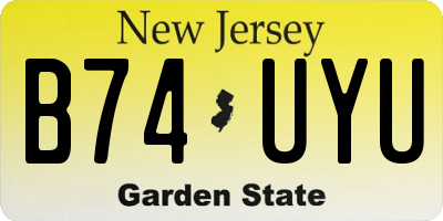 NJ license plate B74UYU