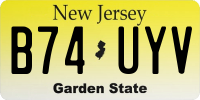 NJ license plate B74UYV