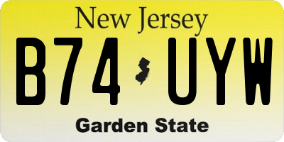 NJ license plate B74UYW