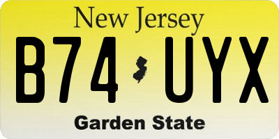 NJ license plate B74UYX