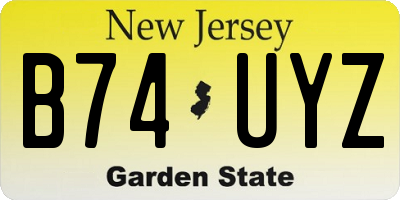 NJ license plate B74UYZ