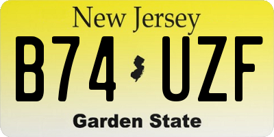 NJ license plate B74UZF