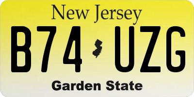 NJ license plate B74UZG