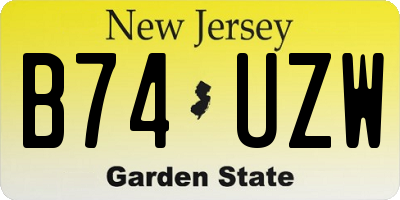 NJ license plate B74UZW