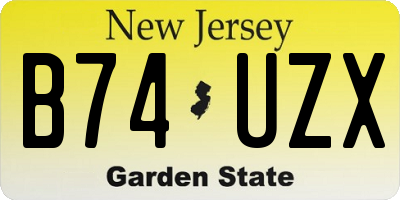 NJ license plate B74UZX