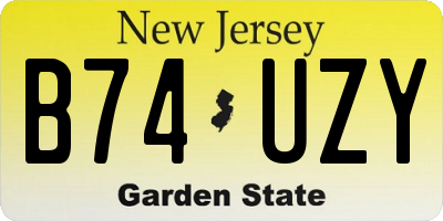 NJ license plate B74UZY