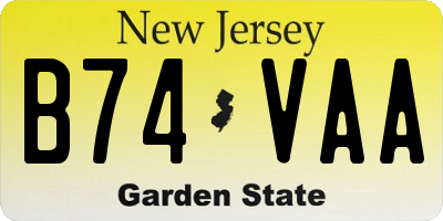 NJ license plate B74VAA