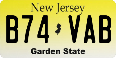 NJ license plate B74VAB
