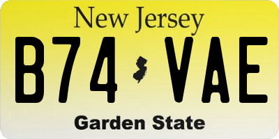 NJ license plate B74VAE