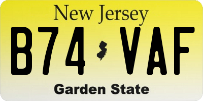 NJ license plate B74VAF