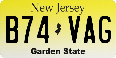 NJ license plate B74VAG