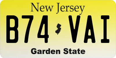 NJ license plate B74VAI