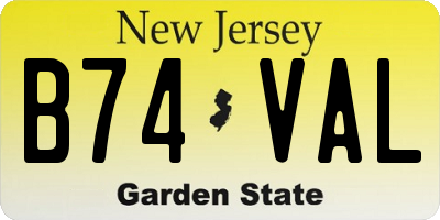 NJ license plate B74VAL