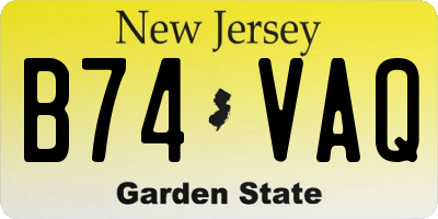 NJ license plate B74VAQ