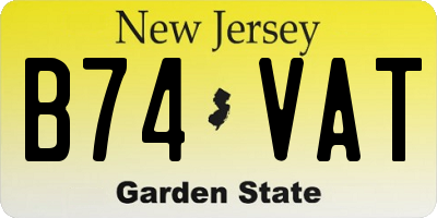 NJ license plate B74VAT