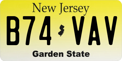NJ license plate B74VAV