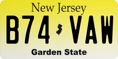 NJ license plate B74VAW