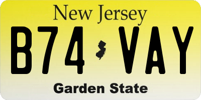NJ license plate B74VAY