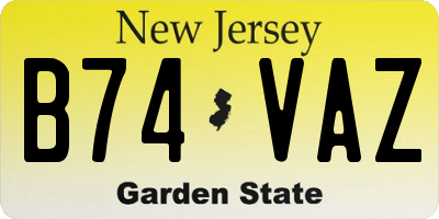 NJ license plate B74VAZ
