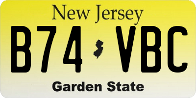 NJ license plate B74VBC