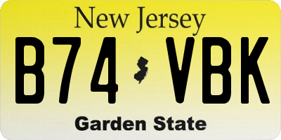 NJ license plate B74VBK