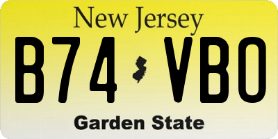 NJ license plate B74VBO
