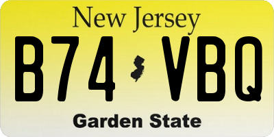 NJ license plate B74VBQ