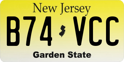 NJ license plate B74VCC