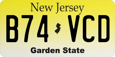 NJ license plate B74VCD