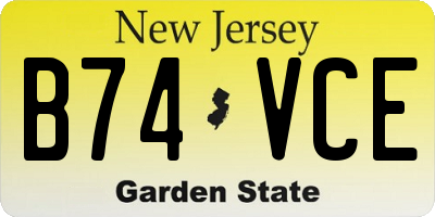 NJ license plate B74VCE