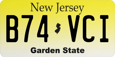 NJ license plate B74VCI