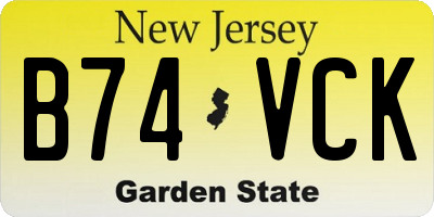 NJ license plate B74VCK