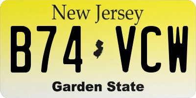 NJ license plate B74VCW