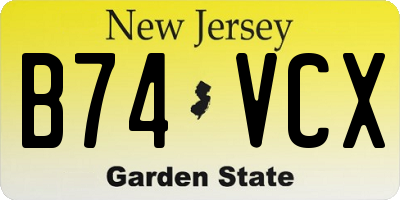 NJ license plate B74VCX